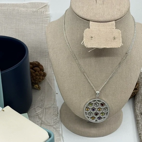 Ross-Simons Sterling Silver Multi-Gemstone Necklace – Vintage Statement Piece - Picture 14 of 17